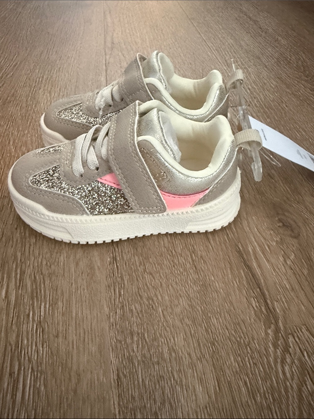 Carters girls Glitter Athletic Sneakers with Pink Accent